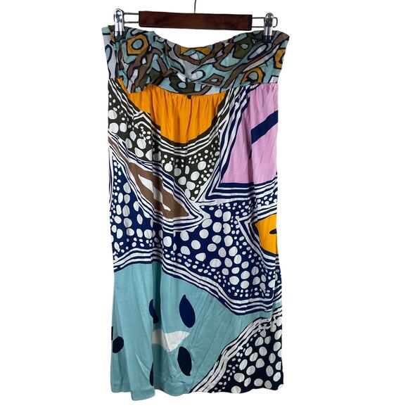 Diane von Furstenberg Silk Abstract Print Babydoll Strapless Dress Women's 4 Y2K - Picture 1 of 10